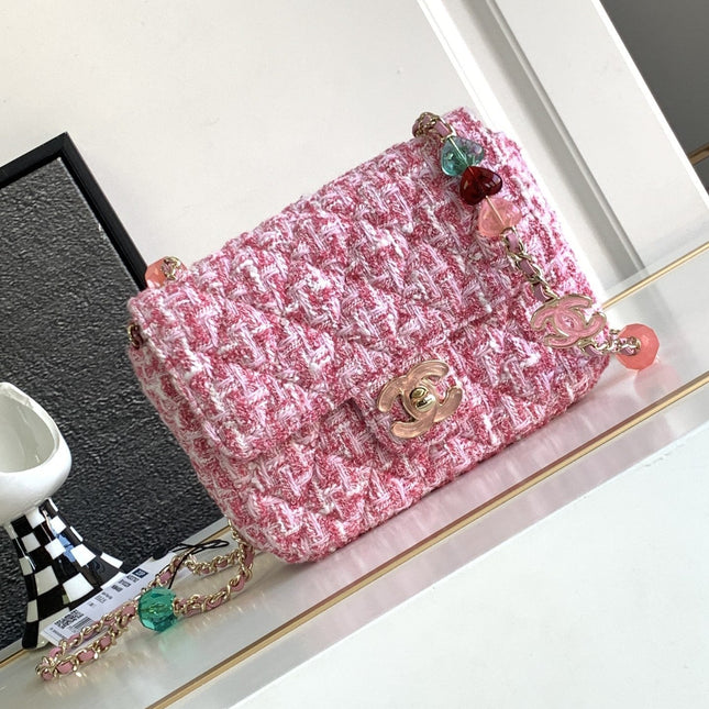 CC Mini 23P Bag 16cm Pink Woolen Plastic Bag