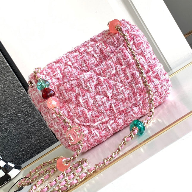 CC Mini 23P Bag 16cm Pink Woolen Plastic Bag