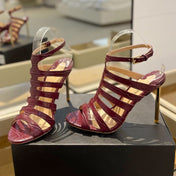 HIGH SANDAL 10 CM IN SANGRIA RED CALFSKIN