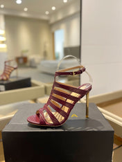 HIGH SANDAL 10 CM IN SANGRIA RED CALFSKIN