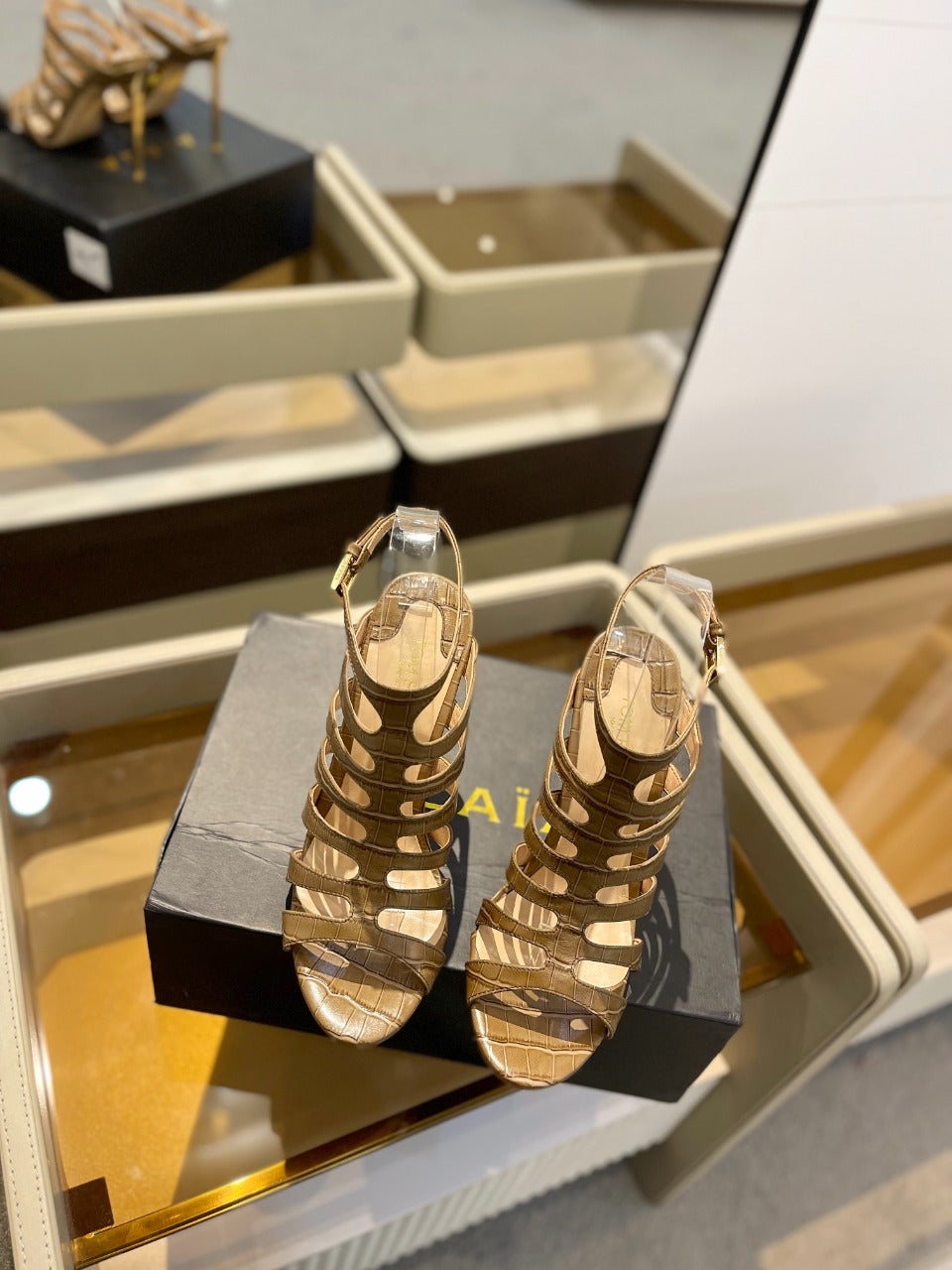 HIGH SANDAL 10 CM IN CIDER BROWN CALFSKIN