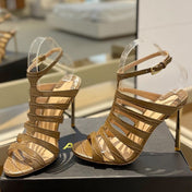 HIGH SANDAL 10 CM IN CIDER BROWN CALFSKIN