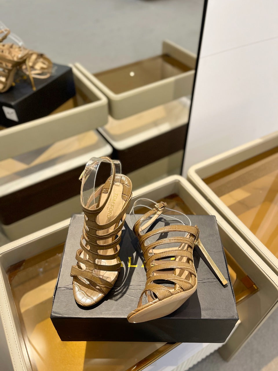 HIGH SANDAL 10 CM IN CIDER BROWN CALFSKIN