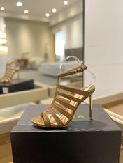 HIGH SANDAL 10 CM IN CIDER BROWN CALFSKIN