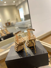 HIGH SANDAL 10 CM IN CIDER BROWN CALFSKIN