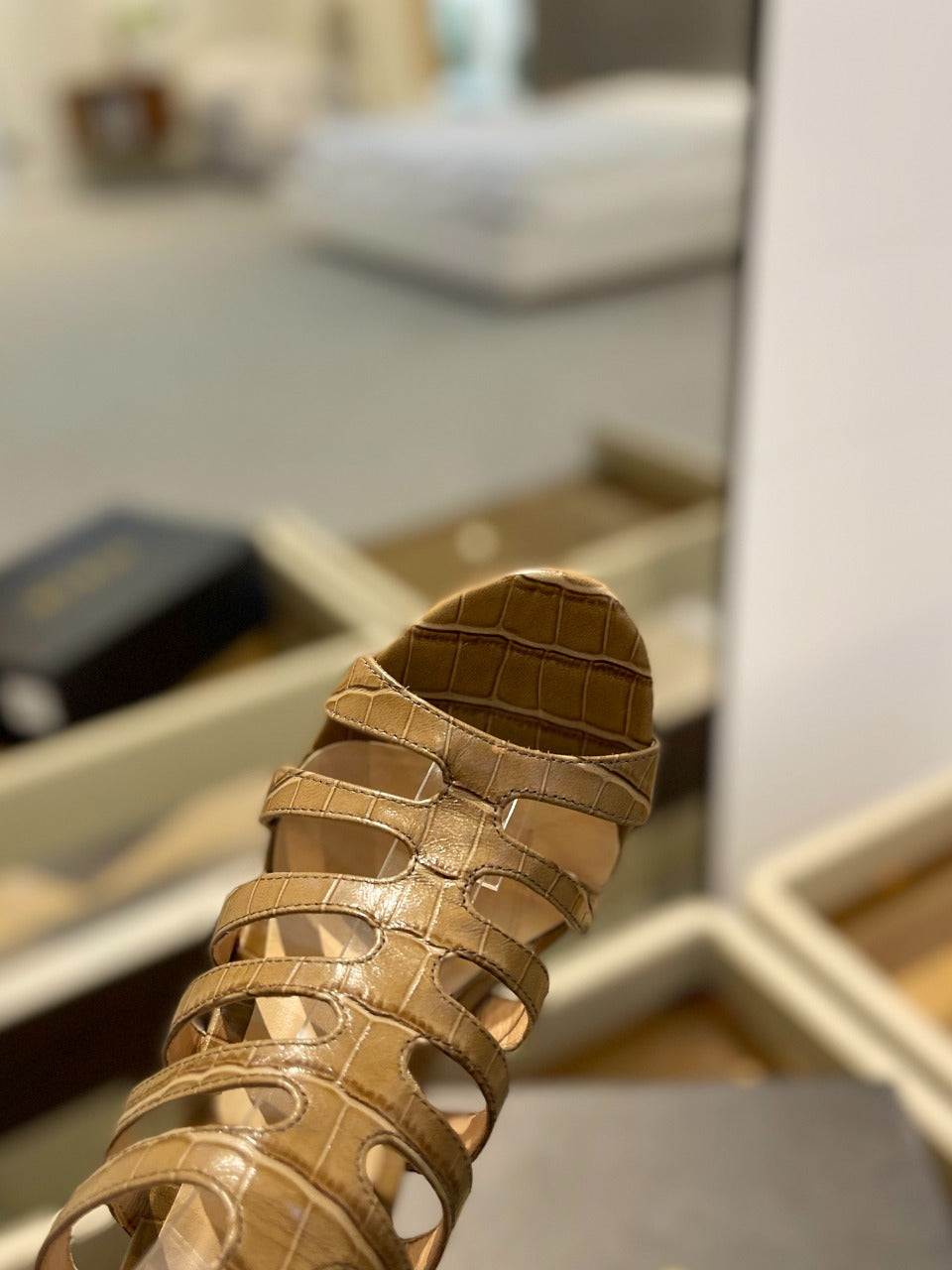 HIGH SANDAL 10 CM IN CIDER BROWN CALFSKIN