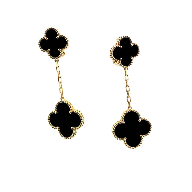 CLOVER 2 MOTIFS GOLD EARRINGS